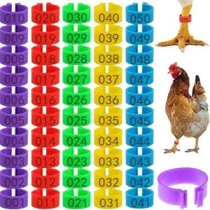 제리리온 100팩 16mm 가금류 다리 반지 - 닭 오리 거위 칠면조 및 게임풀 관리용 컬러풀 번호 치킨 태그
