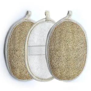 Zooshine 천연 수세미 스폰지 바디 스크러버, 각질 제거 목욕 루파, 신축성 있는 스트랩, 남성 및 여성용