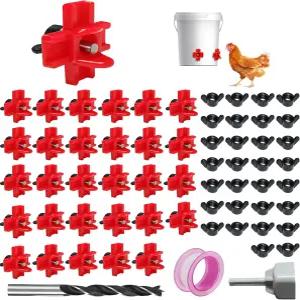15개입 수평 닭 물꼭지 가금류 닭장에 적합한 누수 방지 내구성 있는 ABS 플라스틱 및 스테인리스 스틸