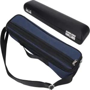 글로모라 17홀 플루트 케이스 PU 가죽 이너 박스가 있는 백 옥스포드 천 외부 크로스 바디 및 핸드 캐리