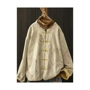 EAMT 여자 가을 가디건 면 프린트 카디건 긴팔 상의 EUNG3