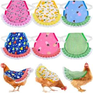 ABODEVER 6pcs 암탉 안장 앞치마 방수 닭 끈 가금류 보호 날개 뒷면 프린트 깃털 재킷 B
