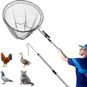 스마키 닭잡이 그물 확장 가능한 스테인리스 스틸 손잡이가 있는 다리 고리 28.5인치에서 76인치 작은 동물