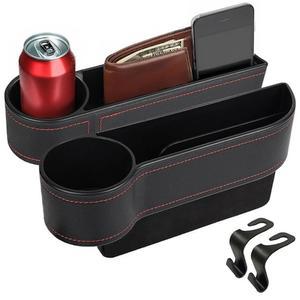 컵 홀더가 있는 에코너 카시트 갭 필러(25.4 x 15.2cm) | 휴대폰, 및 카드를 보관할 수 앞좌석 사이의 오토 콘솔 정리함 헤드레스트 2개가 여행용 액세서리