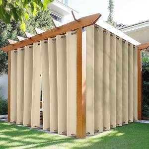 지퍼 상단 및 하단 그로밋이 있는 파티오용 HDCAXKJ 방수 야외 커튼, 현관 퍼골라 뒷마당용 암막 커튼 외부 가제보 2 패널, 54인치 W x 84인치 L, 크림