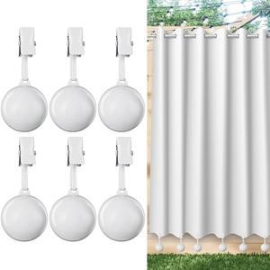 시메야오 6팩 3.6온스 헤비 듀티 커튼 웨이트 야외 과체중 드레이퍼 스테인리스 스틸 클립 다운 커튼, 파티오 페르골라 가제보 샤워 테이블보 정원 깃발 (흰색)
