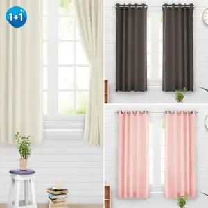 (색상:14.크림아이보리 2장)아일렛형 작은창 암막커튼 2장 문형 3중직 고밀도작은 작은커텐 거실 방커튼 문