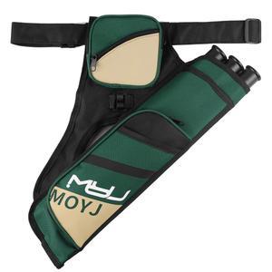 모우지안 양궁 퀴버 - 표적 사격을 위한 3개의 화살 튜브 케이스가 있는 나일론 힙 키 스코어카드 활 릴리스 및 다양한 액세서리를 보관할 수 조절식 허리 벨트 다중 보관실