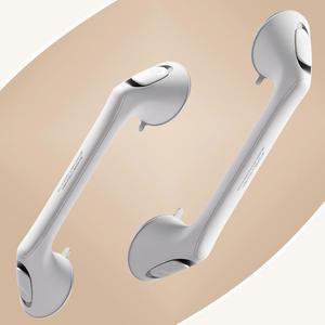 ABLECARE 2팩 16인치 노인용 욕조 및 샤워용 그립 바, 헤비 듀티 샤워 핸들, 석션 컵 탈착식 난간 핸디캡 목욕 욕실 안전 화이트