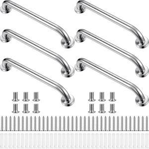 노인용 욕조용 테르웬 6팩 그랩 바 및 샤워용 벽 샤워 손잡이 보조 장치용 스테인리스 스틸 욕실 핸디캡(18인치, 실버)