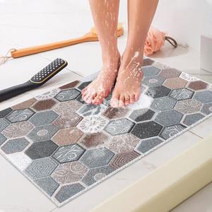 샤워 매트 욕조 미끄럼 방지, 24x32인치, 배수구가 있는 부드러운 편안한 목욕 매트, 샤워, 욕조, 욕실, 습한 공간을 위한 PVC 루파 마사지 빠른 건조