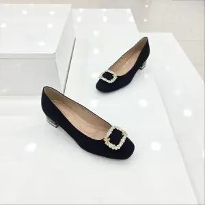 [탠디]by미셸 119225 원단 소재 4cm굽 앞 장식 여성 펌프스 구두 cc3_CC