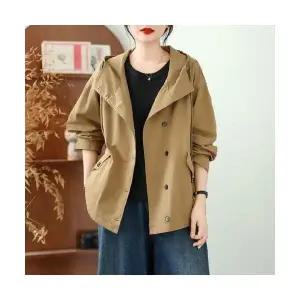 여친 캐주얼 가을 솔리드 트렌치 후드 카디건 1PICK3