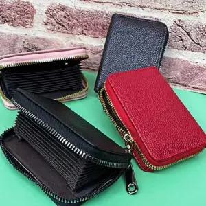 지퍼형 아코디언 카드지갑 블랙 가죽카드지갑 카드홀더