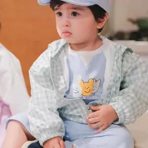 [달퐁]큐비앤맘 체크 나염 점퍼 아기외출복