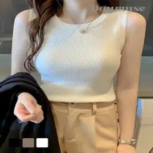 [모어오브]씬스 니트 나시 골지 민소매 탑