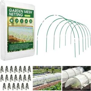 키 큰 침대용 정원 네팅 키트 10x30FT 초미세 메쉬 및 섬유 유리 후프 6세트 식물성 과일 꽃 보호를 위한