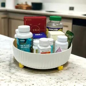[하프클럽/셀러허브]회전트레이 접시 360도 정리 화이트 대형 주방 양념통