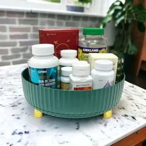 [하프클럽/셀러허브]주방 접시 대형 그린 회전트레이 360도 정리 양념통