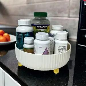 [하프클럽/셀러허브]회전트레이 화이트 양념통 소형 주방 접시 360도 정리