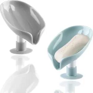 이톰틴스 홀더 셀프 배수 비누 흡입 컵 접시 샤워용 펀치가 없는 쉬운 깨끗한 크리에이티브 상자가 있는 잎