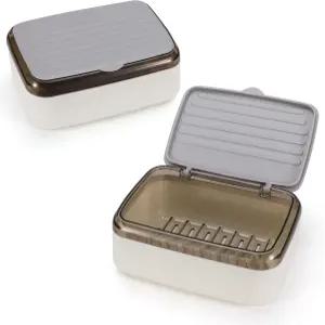 배수 트레이와 뚜껑이 있는 리얼랜드 2PCS 비누 접시 홀더 2겹 탈착식 바 케이스 용기 샤워 욕실 싱크대용