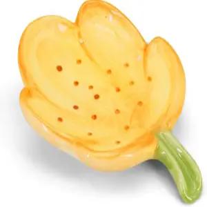 욕실용 린시 세라믹 비누 접시 홀더 샤워용 플라워 바 이지 클리닝 세이버 트레이 장식 싱크대 주방 오렌지