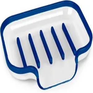 배수구가 있는 스펙트럼 코라 바 비누 접시 주방 싱크대 욕실 샤워기 플라스틱 실리콘 홀더 파란색 및