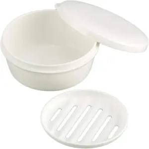 LENITH 여행용 비누 접시 케이스 홀더 휴대용 투명 용기 상자 욕실/체육관 샤워/야외 캠핑 라운드 화이트