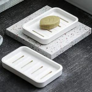 셀프 배수 비누 접시 샤워 월용 PAKC 플라스틱 2개 트레이가 있는 바 홀더 욕실 주방 싱크대용 흰색 2개의