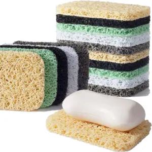 12PCS 비누 세이버 패드 BPA 프리 홀더 샤워 주방 욕실용 미끄럼 방지 셀프 배수 접시 트 사용 가능