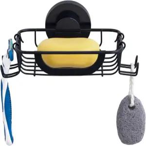 4개의 후크가 있는 SWAMTIK 흡입 컵 비누 접시 스테인리스 스틸 홀더 샤워용 방청 드릴 프리 세이버 트레이