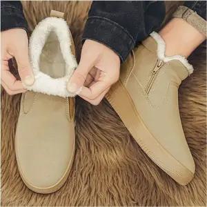 털 남자 2색 방한 기모부츠 단화 겨울 퍼신발 안감 Zug8+9Aru