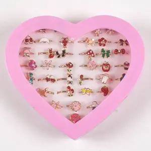 [골드스마일]큐빅 장난감 아이 반지 캐릭터 모양 액세서리 36개