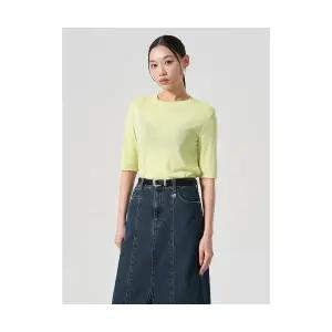 에잇세컨즈 반팔티셔츠 베이직 5부 소매 티셔츠 라이트그린 324242LY5L 1714724