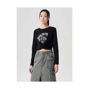 에잇세컨즈 8SECONDS 그래픽 밑단 꼬임 긴소매 티셔츠 블랙 114241CY15 1714842