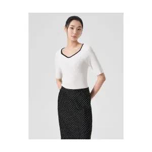 에잇세컨즈 8SECONDS 변형 넥라인 반소매 풀오버 아이보리 324451MY20 1714827