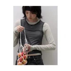 에잇세컨즈 8SECONDS 시스루 레이어드 긴소매 티셔츠 라이트 그레이 1714576