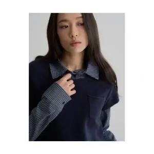 에잇세컨즈 8SECONDS 셔츠 배색 반팔 풀오버 네이비 1714611