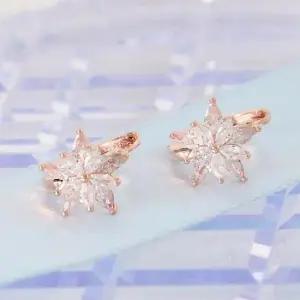 이어링 골드필드 핀 큐빅 플라워 원터치링 귀걸이 14K