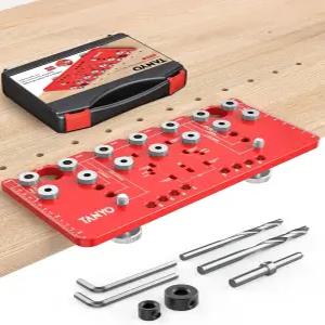 타뇨 선반 핀 지그 및 힌지 2인치 1/4인치 조절식 드릴링 5mm 직선 구멍용 알루미늄 캐비닛 하드웨어 목공