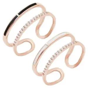 14Kgp반지 화이트 블랙 더블 프리사이즈 패션 링 반지 14KGP