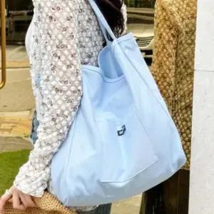 백 여성 캔버스 가방 숄더 에코 데일리 쇼퍼 화이트