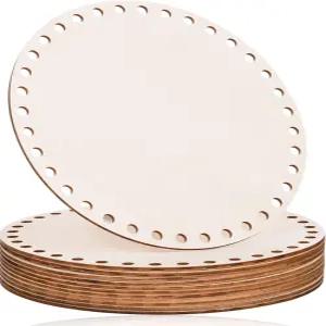 AWIZOM 12개 나무 바구니 바닥 8인치 원형 원 직조 뜨개질 또는 공예 홈 데코레이션 구멍 8mm