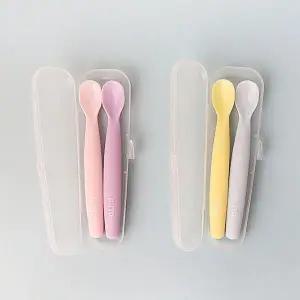 [에이치플러스몰]실리콘이유식스푼세트 아기숟가락 유아 초기수저 중기 유아수저