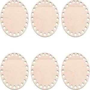 PATIKIL 4인치 지름 코바늘 바구니 바닥 6개의 원형 빈 뜨개질 나무 받침대 DIY 공예 직조 제작 용품 홈