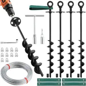 Ciivak 18인치 지상 앵커 나사 스트랩 및 강철 케이블 도구가 있는 창고 키트 이동식 주택용 접지 카포트