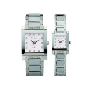 킹덤 고품격 큐빅 보석 텅스텐 커플 명품 예물 선물 고급 사각 메탈 손목 시계 / KD3020W