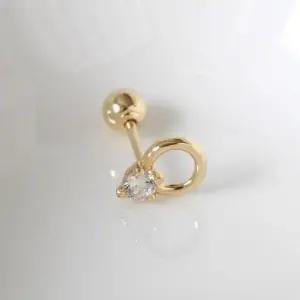 귓바퀴피어싱 GOLD 큐빅 라운드 링 베이직 골드 금 피어싱 14K