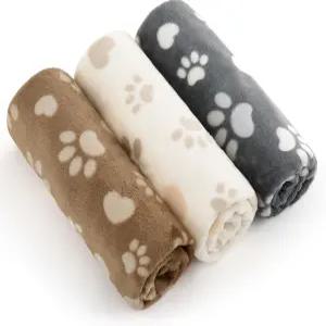 Bedsure 1팩 애완동물 담요 3개 매우 부드러운 푹신한 프리미엄 플리스 플란넬 휴대용 강아지 프린트